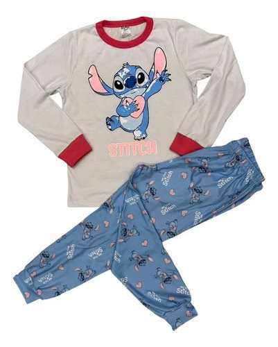Conjunto Pijama Stitch Niños Invierno Manga Larga