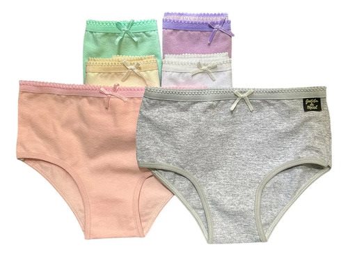Bombachas Niña Lisas Algodón Clásicas Colores Pack X6