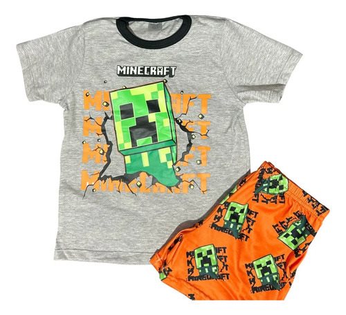 Conjunto Pijama Manga Corta Minecraft Verano Niños