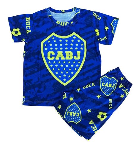 Conjunto Pijama Verano Manga Corta Boca Juniors Niño Azul