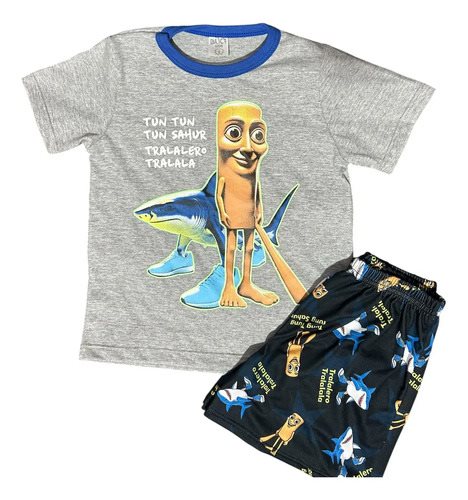 Conjunto Pijama Manga Corta Tung Tun Sahur Tralalero Niños