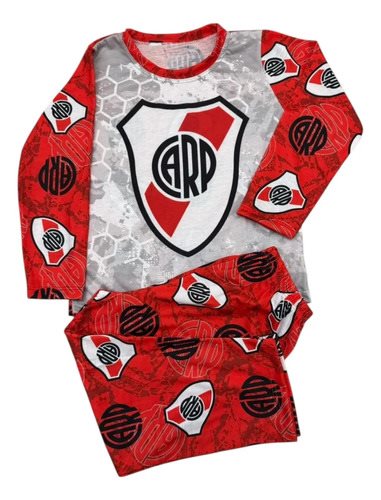 Conjunto Pijama Invierno Manga Larga River Plate Niños Rojo Rojo