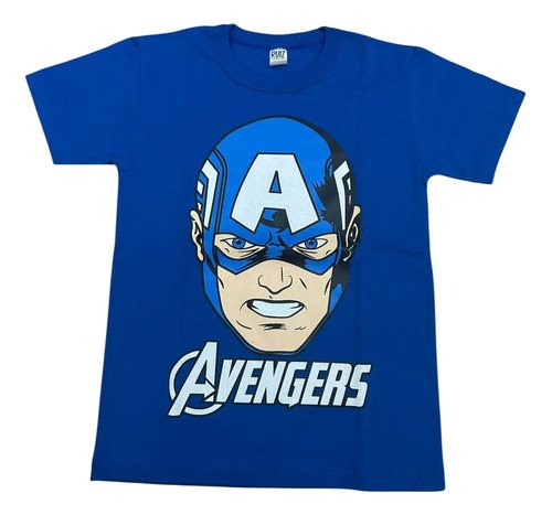 Remera Manga Corta Niños Pijama Vestir Avengers Cap America Azul 10 Estampado