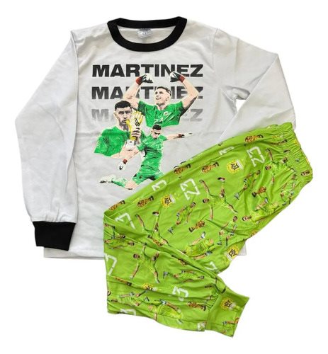 Conjunto Pijama Invierno Dibu Martinez Afa Manga Larga Blanco Y Verde