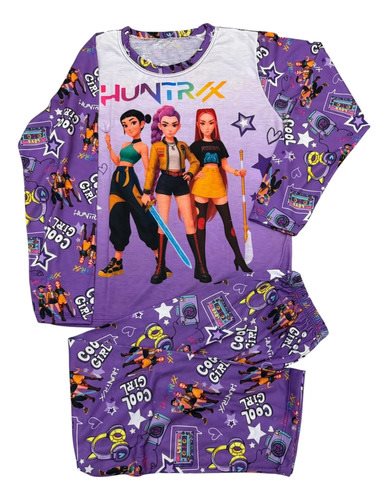 Conjunto Pijama Invierno Huntrix Kpop Violeta Niños Violeta