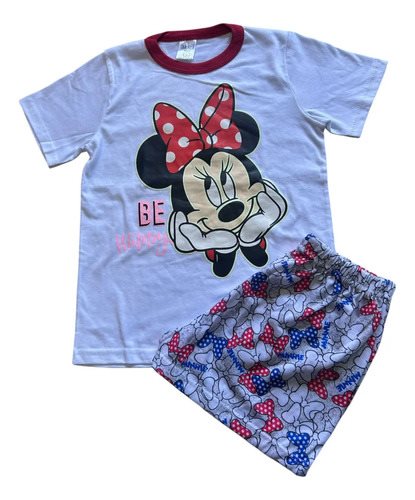Conjunto Pijama Minnie Mouse Manga Corta Verano Niños