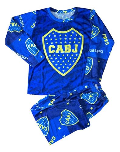Pijama Conjunto Boca Juniors Futbol Invierno Niños Azul