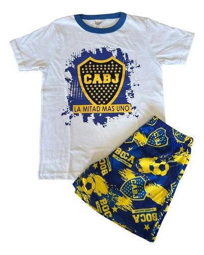 Conjunto Pijama Manga Corta Verano Boca Juniors Niños