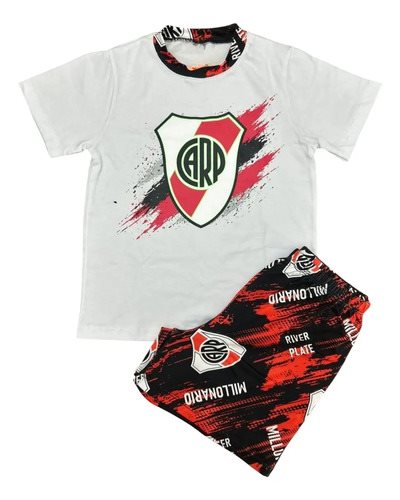 Conjunto Pijama Verano Manga Corta River Niños Rojo Estampado