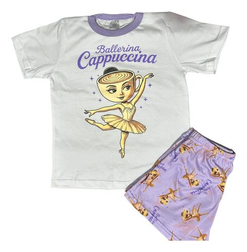 Conjunto Pijama Manga Corta Ballerina Cappuccina Brainrot