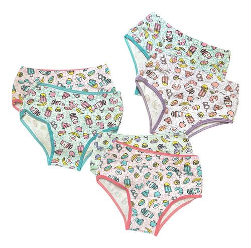 Bombachas Algodón Estampadas Niña Con Cintura Pack X6