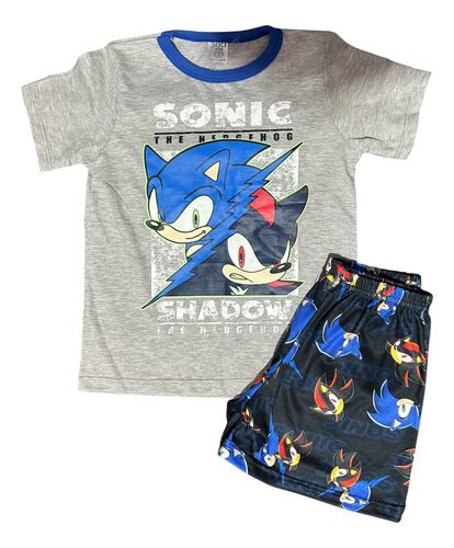 Conjunto Pijama Manga Corta Sonic Verano Niños