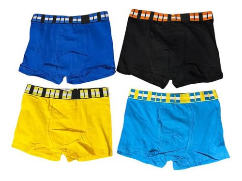 Boxer Niño Uomo Color Surtido Lisos Pack X4 Elástico Algodón